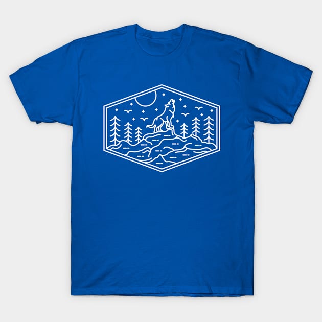 Howling Wolf Line Art T-Shirt by RKP'sTees